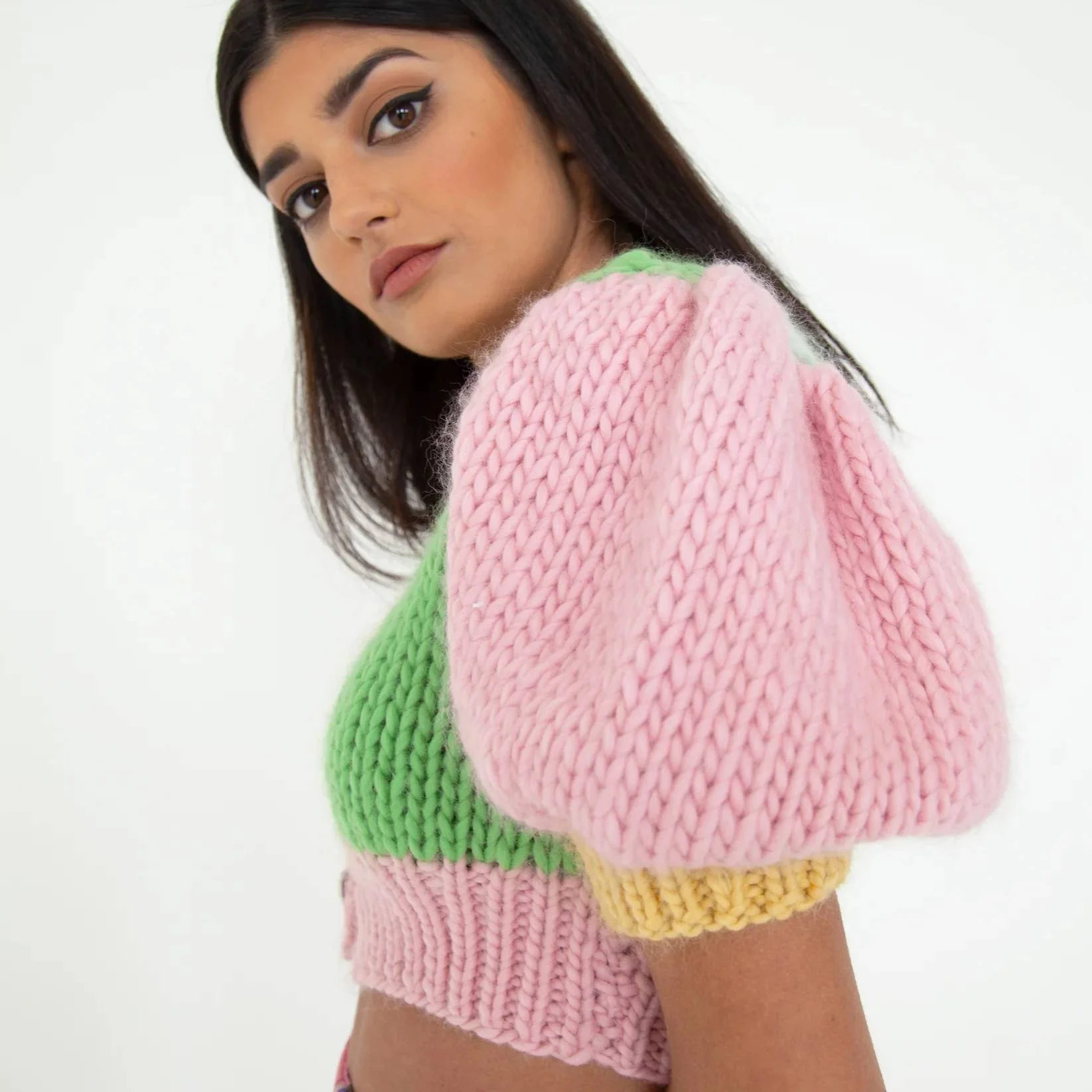 Strickset Hope Macaulay Sparkle Puff Sleeve Knit Top - Image 3