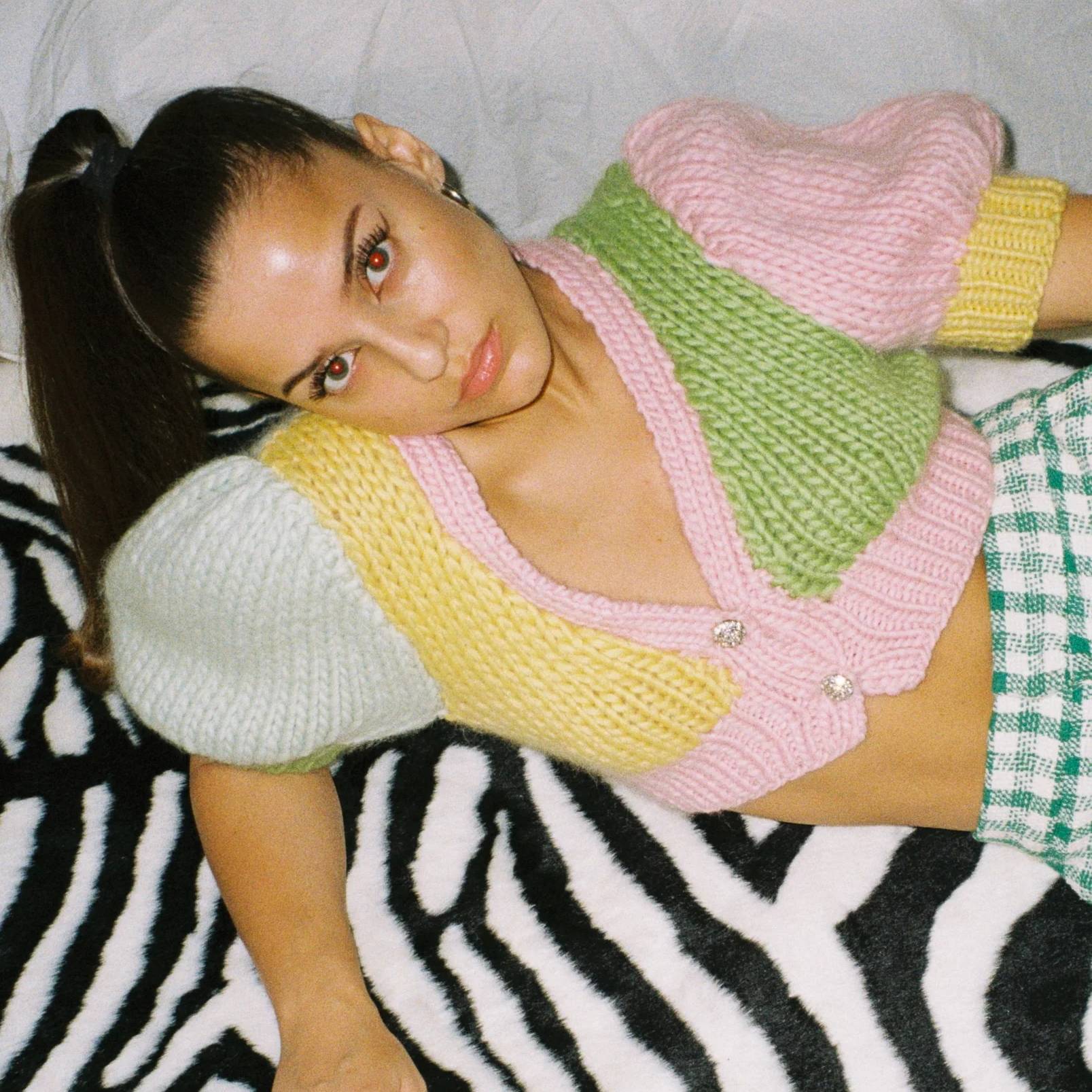 Strickset Hope Macaulay Sparkle Puff Sleeve Knit Top - Image 4